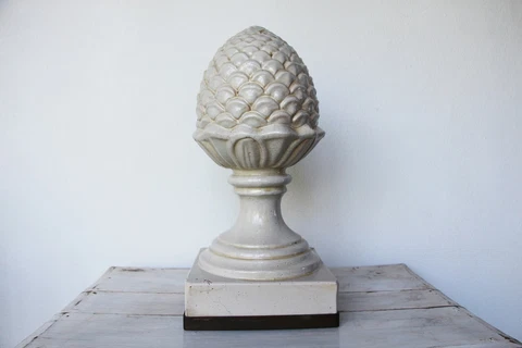 Antique Portuguese Large Artichoke Roof Finial, Creamware, 19th Century Cover