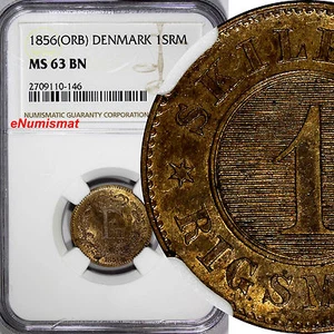 Denmark Frederik VII 1856 (ORB) 1 Skilling Rigsmont NGC MS63 BN KM# 763 (146) - Picture 1 of 4