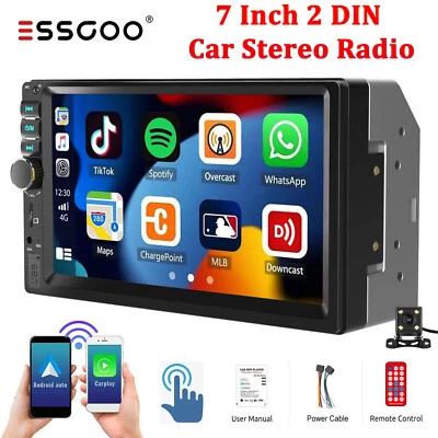 7" 2DIN Car Stereo Radio Apple Carplay Android Auto Touch Screen AUX with Camera - Image 1 of 4