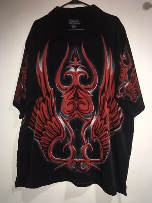 Winged Tribal Button Down Shirt Men's Size 2X Black Red HB Sport Harbor Bay - Image 1 of 4