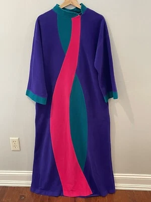 Винтажный Vanity Fair бархата длинный халат платье дом пальто молнии 80-х средний - Изображение 1 из 4