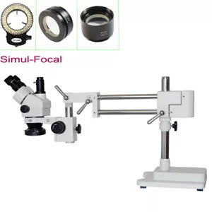 3.5X-90X Simul-focal Trinocular Zoom Stereo Microscope + Double Arm Boom Stand A - Picture 1 of 5