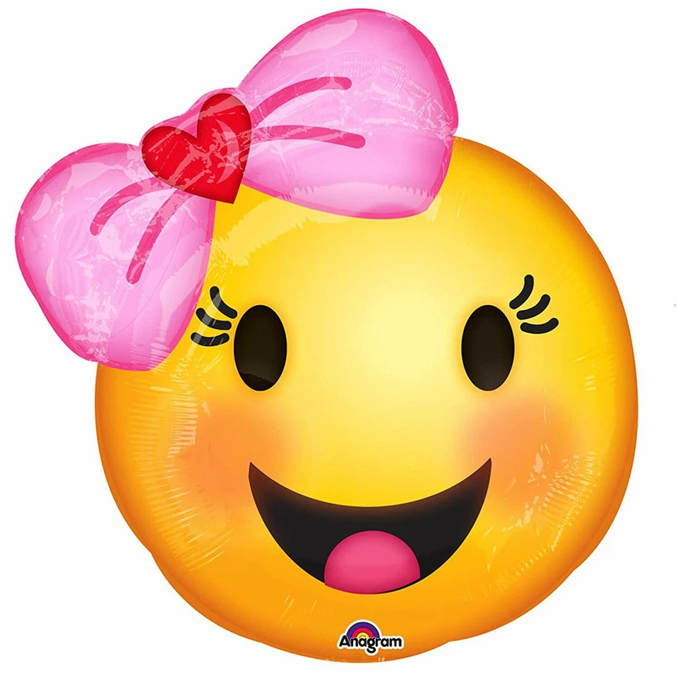 Emoji de niña con lazo rosa suministros de fiesta 21" globo de aluminio lote a granel de 2 Foto 1 de 1