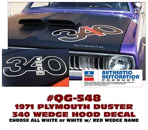 QG-548 1971 PLYMOUTH DUSTER - 340 WEDGE - HOOD DECAL 2 COLOR LIKE FACTORY - Bild 1 von 1