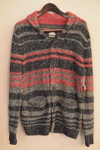 Neu mit Etikett Roots Canada Norquay dicker gestreifter Cardigan Pullover aus Wollmischung mit Knöpfen MED - Bild 1 von 10