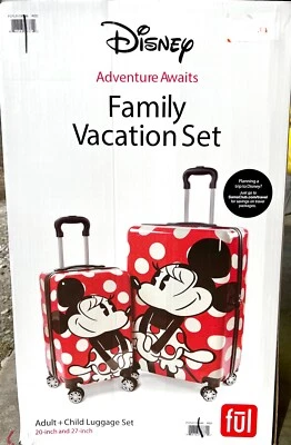 DISNEY FUL MINNIE MOUSE 2 Pc SET Luggage 20" Carry On & 27" Spinner Wheels - Image 1 of 2
