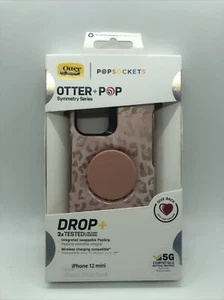 Otterbox•Otter+Pop Symmetry Series•Pink Leopard•iPhone12 mini• Rose Gold Leoard - Picture 1 of 2