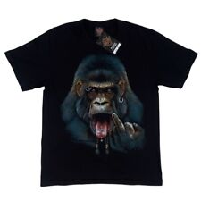 Rock Eagle Biker T-shirt Gorilla Print On Both Sides Cotton Black Size L 42-44