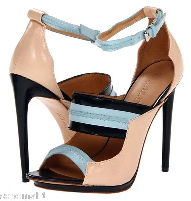 L.A.M.B. Сандалии на каблуках Jane кожа цветной блок голый синий размер 8  - Изображение 1 из 4