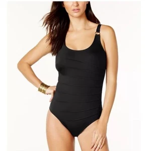 Calvin Klein Starburst One Piece Swimsuit Size 16 Color Black UV Protection - Picture 1 of 6