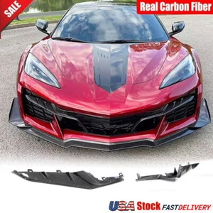 For Chevrolet Corvette C8 Z06 Real Carbon Front Front Bumper Splitter Vent Fins - Picture 1 of 15