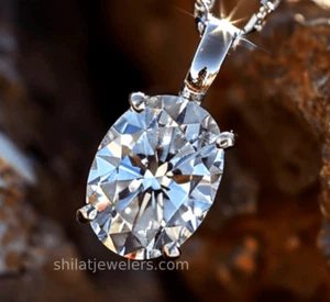 Lab grown cvd diamond pendant necklace 14k gold oval cut - Picture 1 of 9