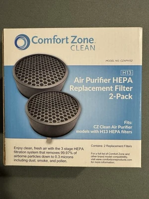 Purificador de aire limpio Comfort Zone H13 filtro HEPA CZAPH132 carbón paquete de 2 NUEVO Foto 1 de 4