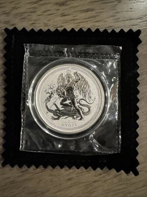 2017 Isle Of Man 1 Oz Silver Angel Reverse Proof Micro Mint✨🚀$tarts $15⬆️ Spot! - Image 1 of 2