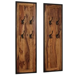 Coat Racks 2 pcs Solid Acacia Wood - Picture 1 of 12