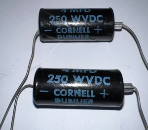 Condensadores electrolíticos Cornell Dubilier cable axial 4 uF 250V 85° cantidad 2 nuevos de stock - Imagen 1 de 14