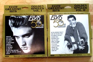 ELVIS PRESLEY Greatest hits vol I & II GOLD vinyl set of 45s - Imagen 1 de 5