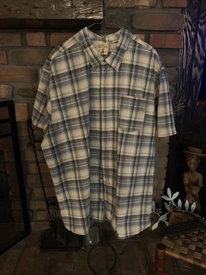 Red Head Shirt Plaid Stripe Seersucker Button Front Mens 3XL  Blue Gray Beige - Image 1 of 4