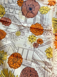Etwas über 4 Meter Vintage Satin 60er Jahre Stoff 45 breit Struktur Design mit Boden - Bild 1 von 6