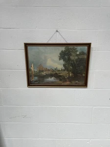 Dedham Lock And Mill Very Old Print On Canvas By John Constable - Picture 1 of 10