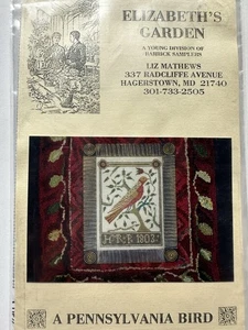 Elizabeth’s Garden “A Pennsylvania Bird” Cross Stitch Chart & 32 Ct Dyed Linen - Picture 1 of 8