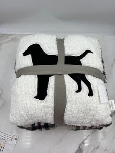 Woolrich Sherpa Throw Blanket & Pillow Set 50x60 Plaid Dog Silhouette 16x16 - Picture 1 of 10