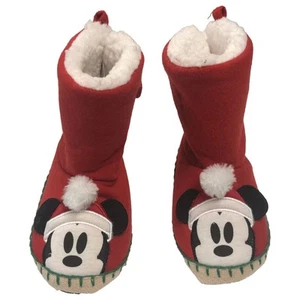 Disney Jungen & Mädchen rote Stiefel Stil Mickey Mouse Weihnachten Urlaub Hausschuhe 13-1 - Bild 1 von 1