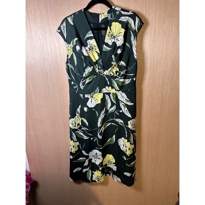 Classiques Entier Women's Green Floral Print V-Neck Dress Size 14 Career - Image 1 of 4