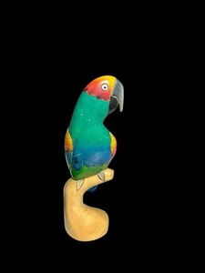 Hand-Carved Wooden Parrot Sculpture Balsa Wood 15 inches Colorful Tropical - Picture 1 of 9
