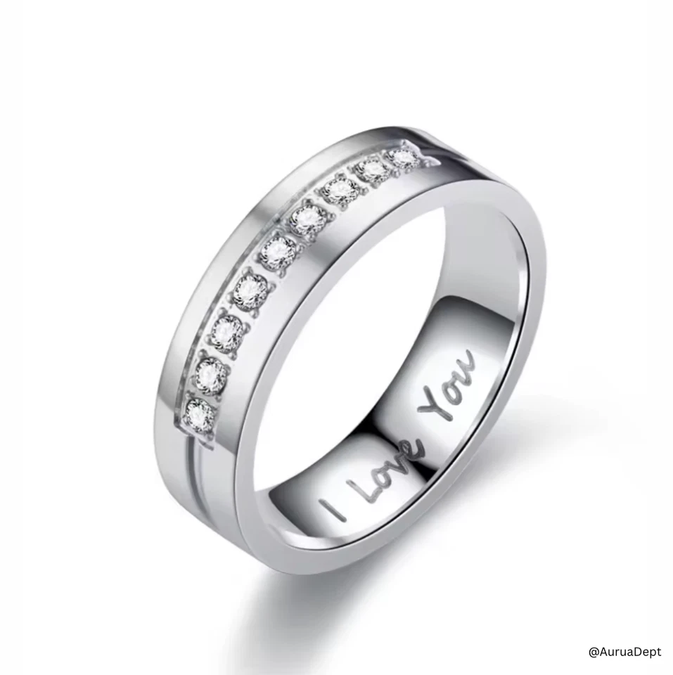 Silver “I Love You” Engraved Ring – Promise, Wedding, or Anniversary Gift - Image 1 of 1