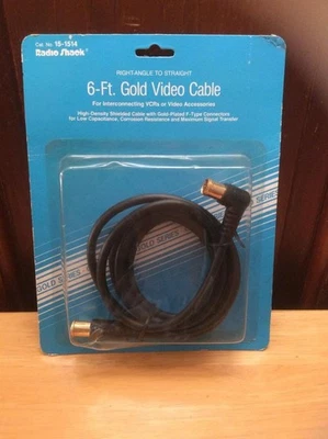 RADIO SHACK Gold Video Cable Right Angle to Straight 6 ft BRAND NEW - Image 1 of 2
