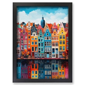 Framed Amsterdam Colour Field Art No.2 Wall Art Canvas Print Poster Picture - Picture 1 of 4