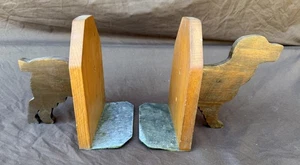 Vintage Set of Wooden Metal Dog Book Ends Cottage Core Granny Core - Picture 1 of 6