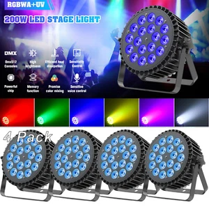 4PCS 18x12W 6in1 LED RGBWA UV Stage PAR Lighting DMX Beam Party DJ Disco Lights - Picture 1 of 15