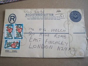 Nigeria 28k embossed stamp + 3 sg518 on registered letter cover...5-1 - Picture 1 of 2