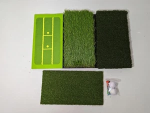 NEW- Golf Hitting Mat 4 in 1 Practice Indoor Outdoor Grass Striking Mat -2 Balls - Picture 1 of 11