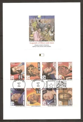 US SC # 2854-2862-2861a American Music Series FDC. Fleetwood Proofcard Edition. - Image 1 of 4