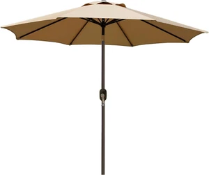 9' Outdoor Patio Umbrella, Outdoor Table  8 Sturdy Ribs, Button Tilt and crank - Picture 1 of 6