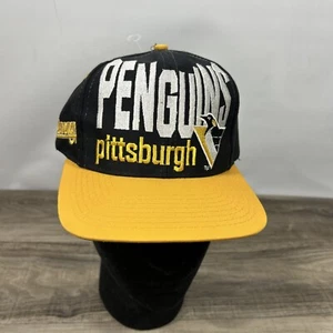 Vintage 90s Pittsburgh Penguins Logo 7 Wrap Around Snapback Hat Cap NHL - Picture 1 of 9