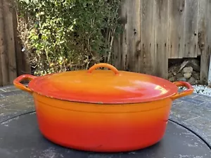 Vtg Descoware Red Orange Ombre Oval Dutch Oven FE 18 3 F Roaster Pot Belgium - Picture 1 of 12