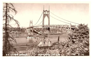 RPPC Postkarte St John's Bridge Portland Oregon B170 - Bild 1 von 2