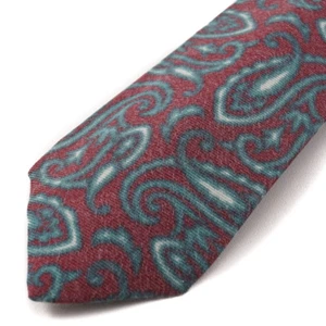 New $295 KITON NAPOLI Burgundy and Pine Green Paisley Soft Twill Silk Tie - Picture 1 of 3