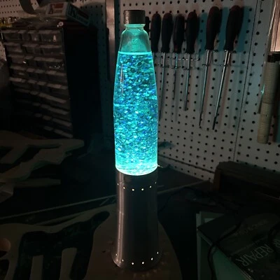 Vintage Silver Blue Pliable Art Crystal Lamp Glitter Lava Lamp Model 102L No Cap - Image 1 of 4