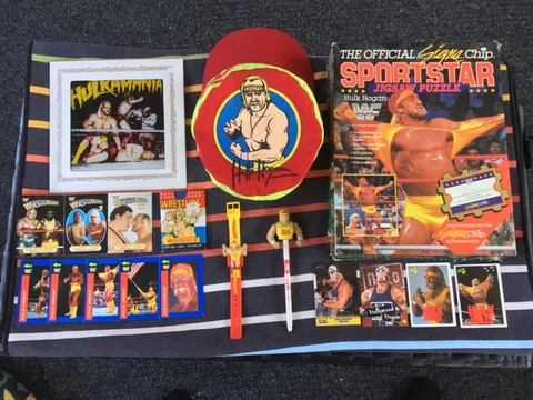WWF Hulk Hogan Vintage Wrestling Colectible lot, Hat,Cards,Watch,Puzzle,Pen WCW+ Cover