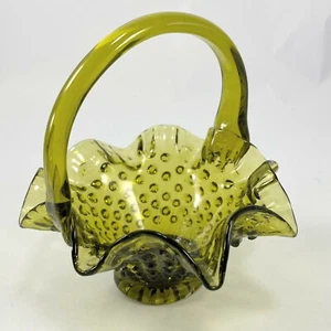 Vintage Fenton Springtime Green Hobnail Basket - Picture 1 of 4