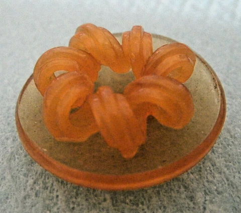 Antique button celluloid apple juice color floral attractive design 1.1/4" Cover