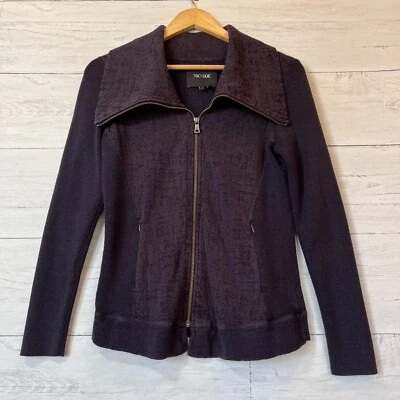 Chaqueta Nic + Zoe Mujer Talla Pequeña Ciruela Tejido Moto Cárdigan Cremallera Medios Mixtos Foto 1 de 4