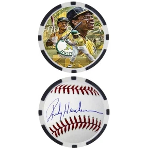 Ficha de póker de leyendas de béisbol firmada por Rickey Henderson - Imagen 1 de 2