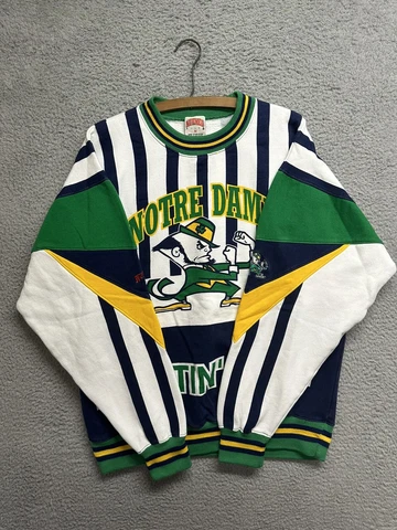 Vintage Nutmeg Notre Dame Fighting Irish Crewneck Green All Over Print Embroider Cover