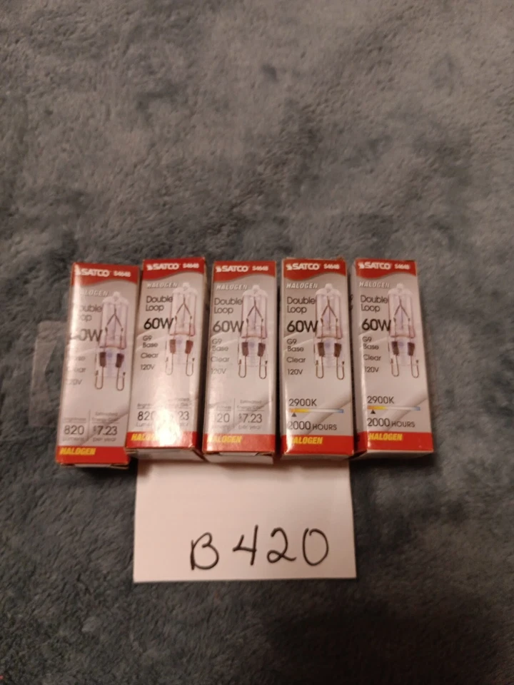 5 Satco G9 Base 60W 120V Clear Double Loop Base T4 Light Bulbs - Image 1 of 1